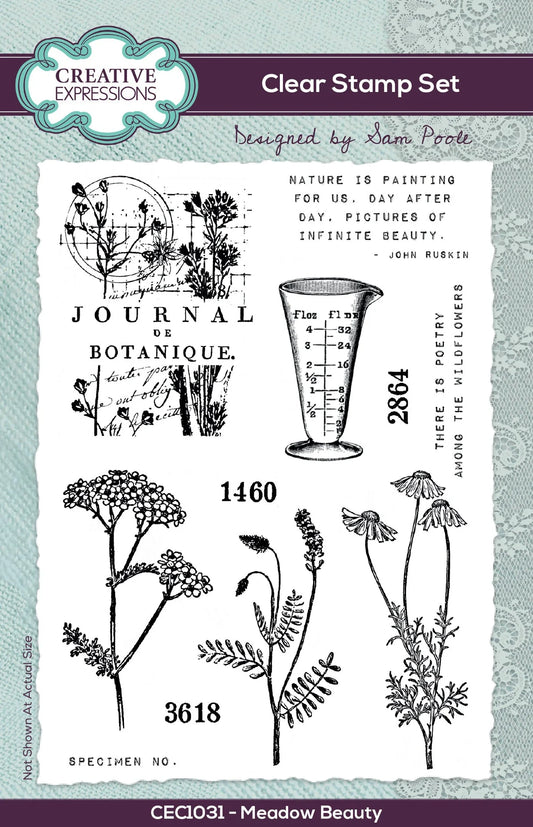 Creative Expressions Sam Poole Meadow Beauty 6 in x 4 in Clear Stamp Set