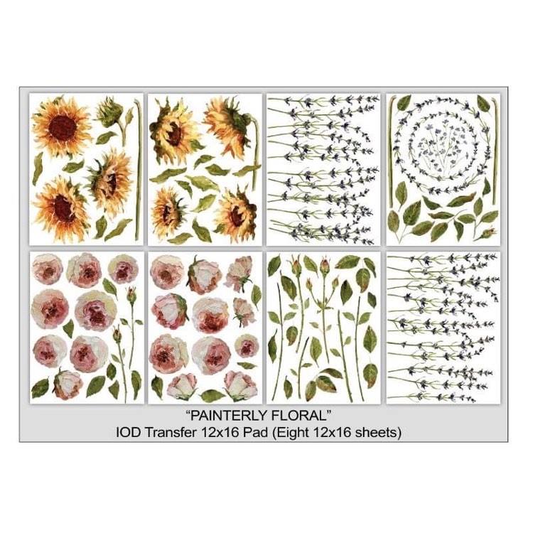 IOD TRANSFER "Painterly Floral" (12x16" pad of 8 sheets)