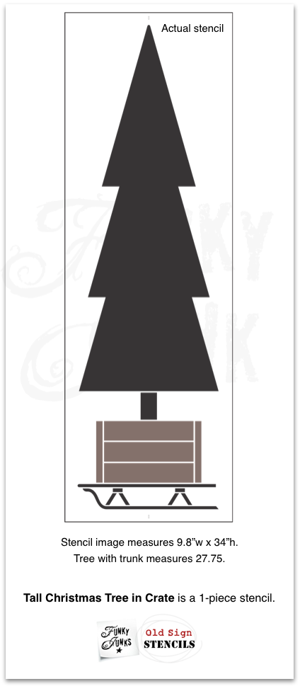 CHRISTMAS FJ87 Tall Christmas Tree in Crate - STENCIL RENTAL ONLY-READ DETAILS BELOW