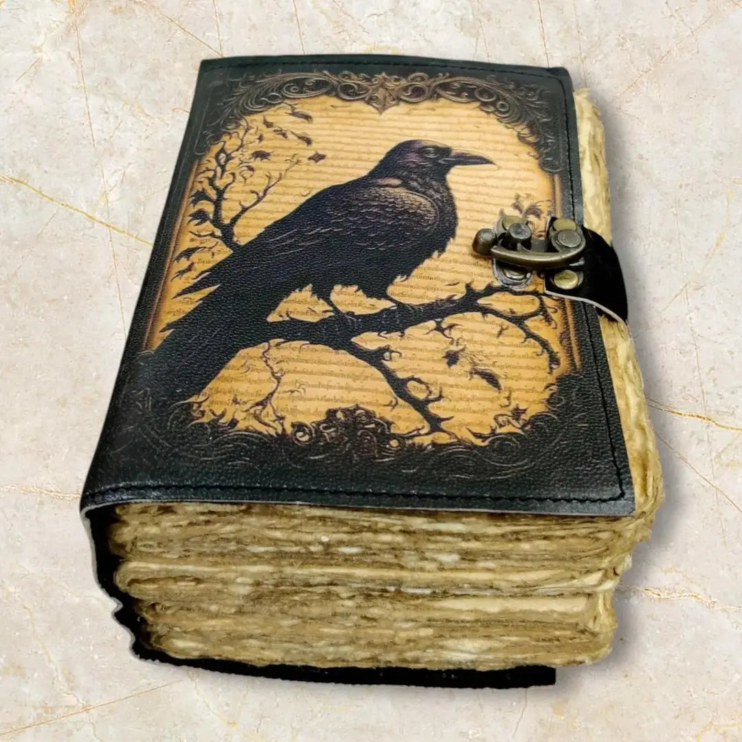 Leather Journal Gothic Notebook the Raven Grimoire Shadow