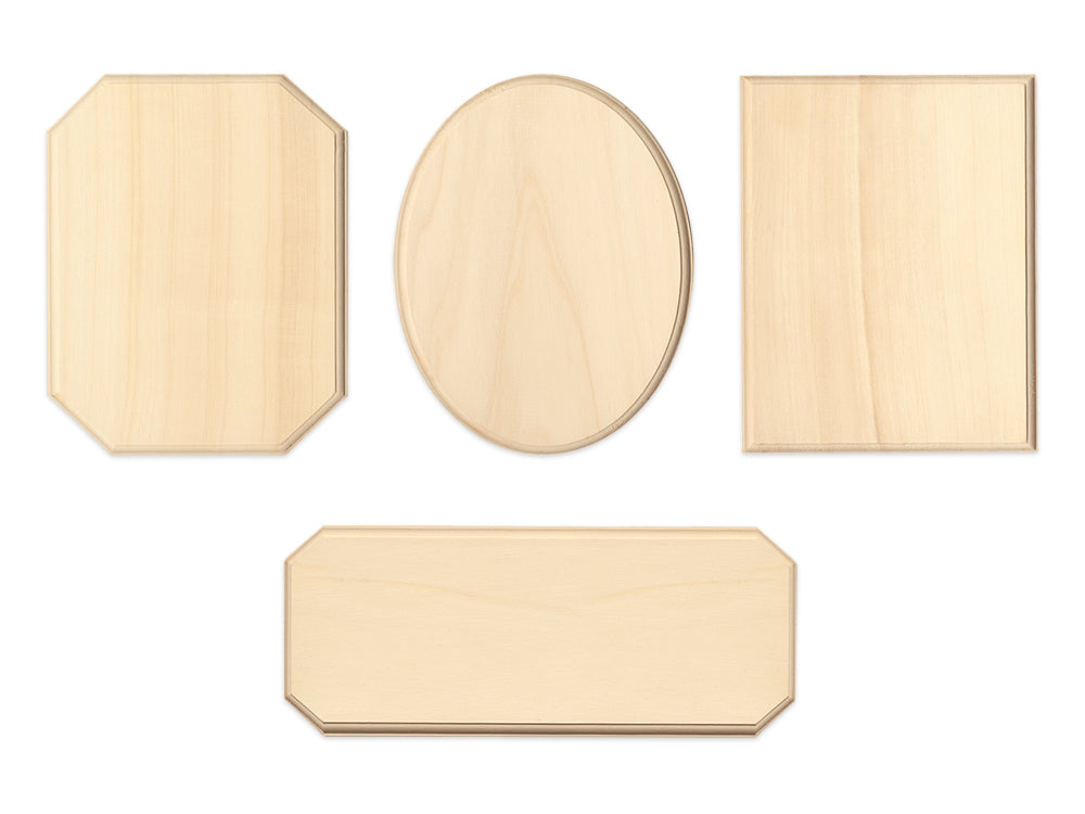 Wood Decor: Standard Plaques Rect/Oval/Cut-Away/Sign Asst 4styles