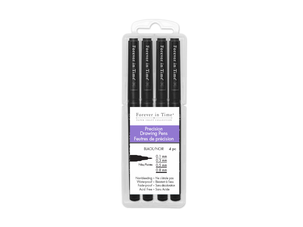 Black Ink Precision Drawing Pen Value Case 4pc Asst
