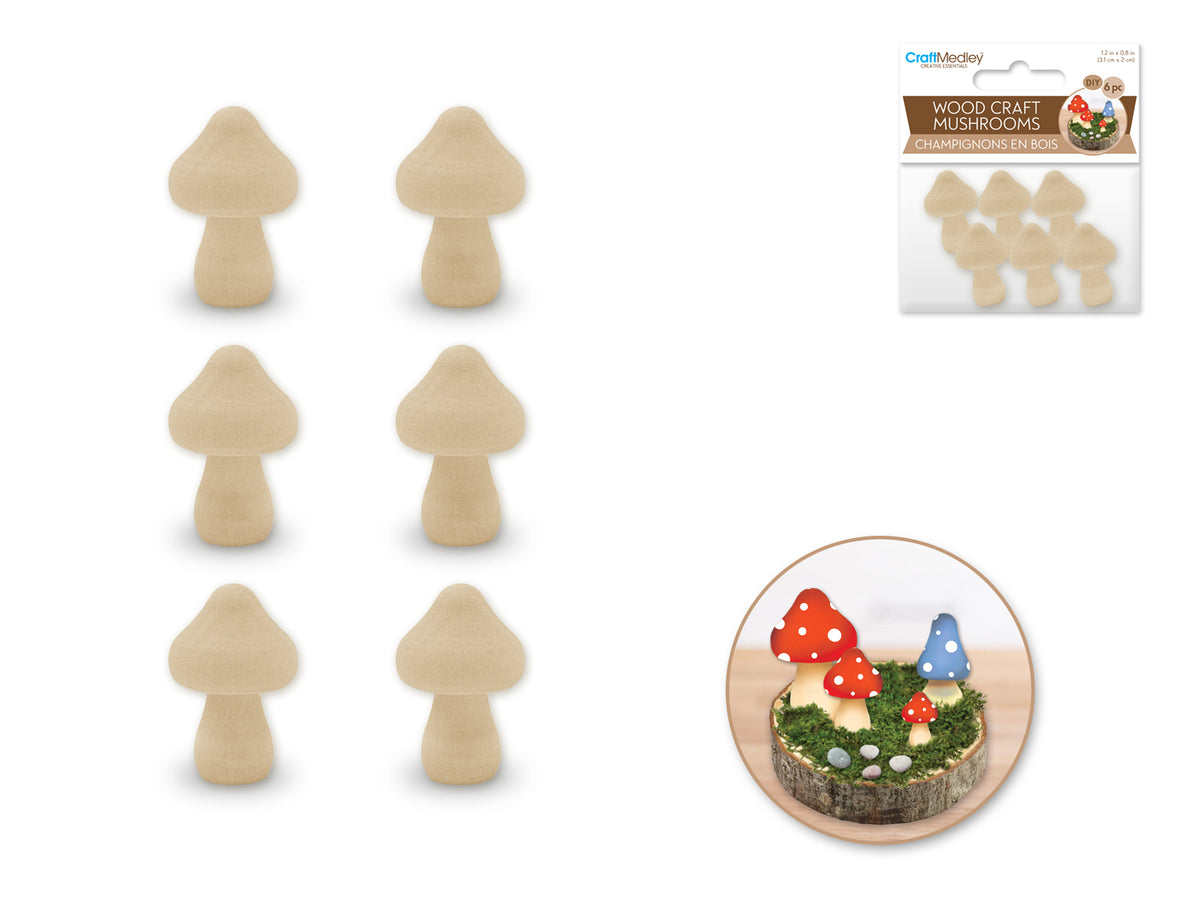 Mini Mushroom 6pc-1.2"x0.8"