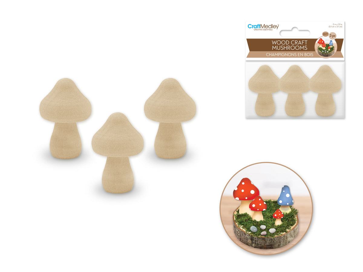 Mini Mushroom 2"x1.2" 3pc