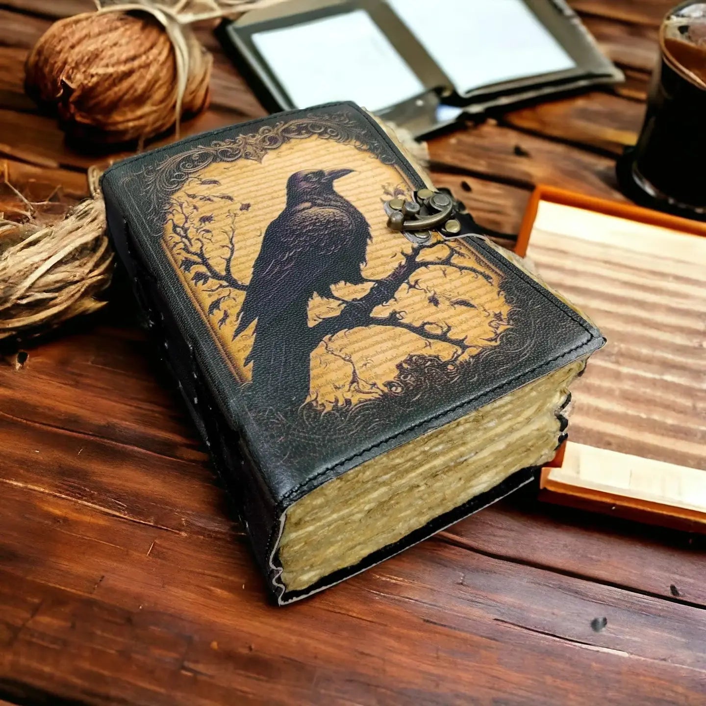 Leather Journal Gothic Notebook the Raven Grimoire Shadow