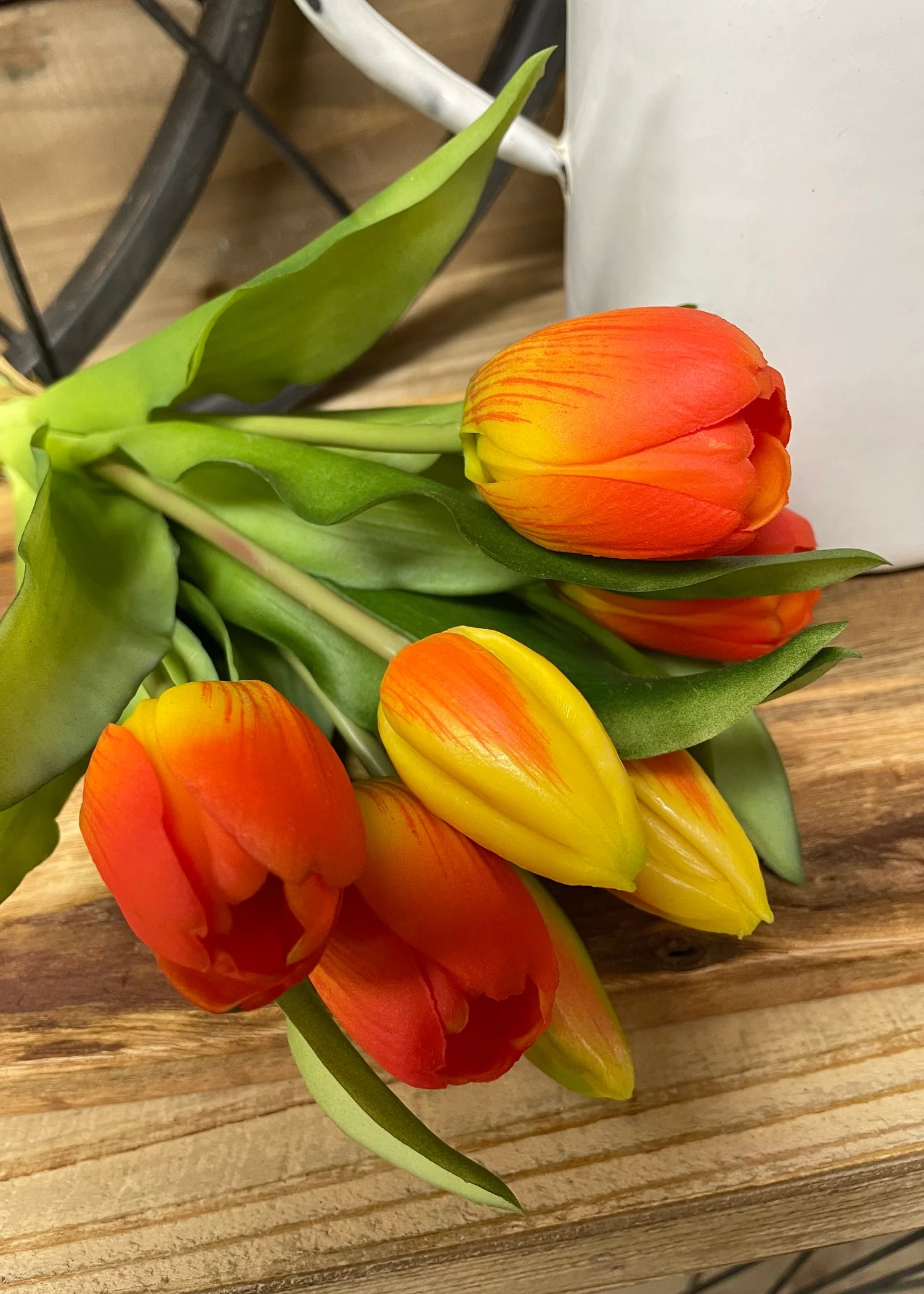 12" ORANGE FRESH TOUCH DYNASTY TULIP BUNDLE (4 FLOWERS & 3 BUDS TO A BUNDLE)