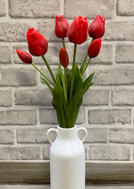 18" RED FRESH TOUCH TULIP BUNDLE (4 FLOWERS & 3 BUDS TO A BUNDLE)