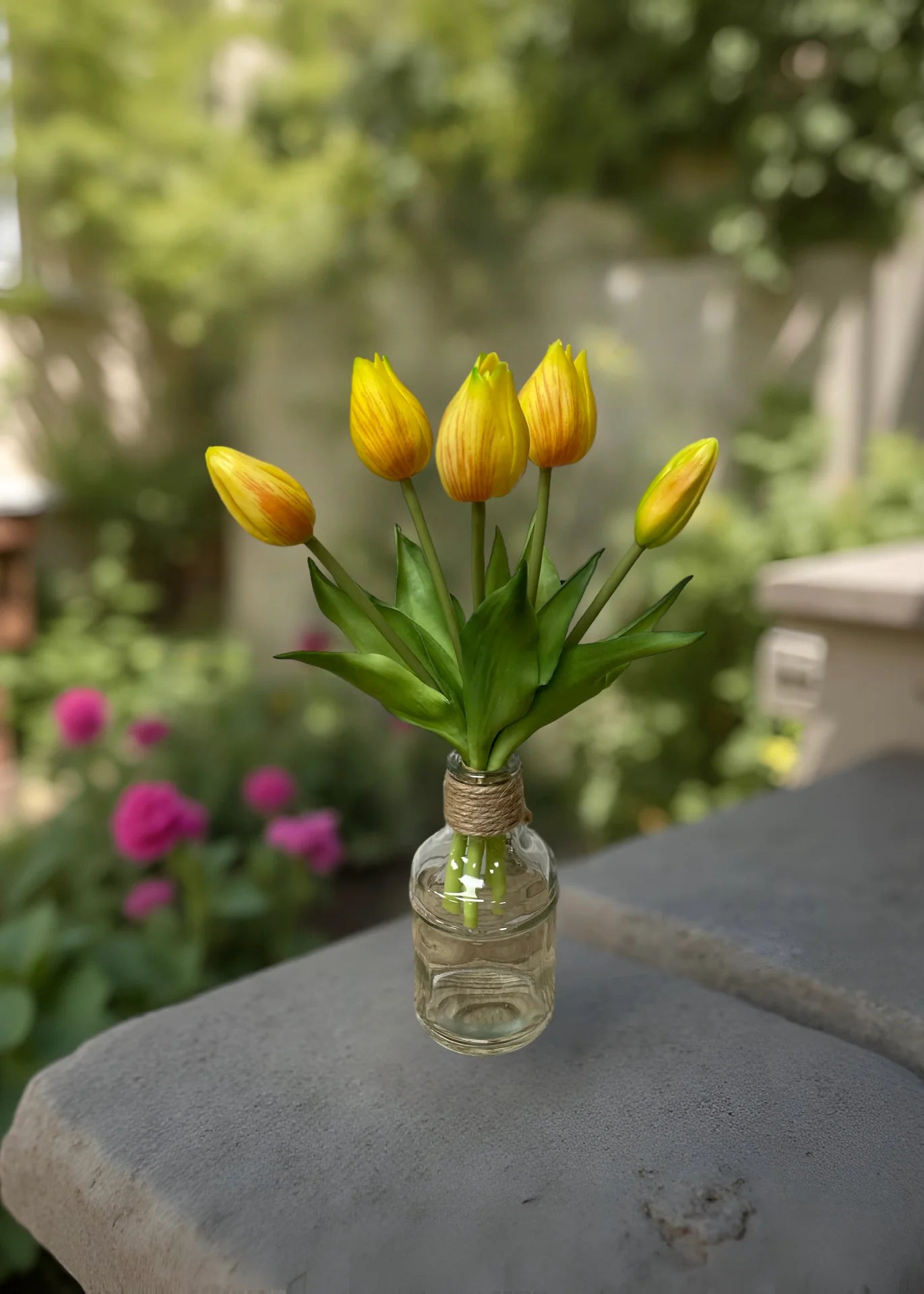 10" FRESH TOUCH MINI WILD YELLOW TULIP BUNDLE (3 FLOWERS & 2 BUDS TO A BUNDLE)