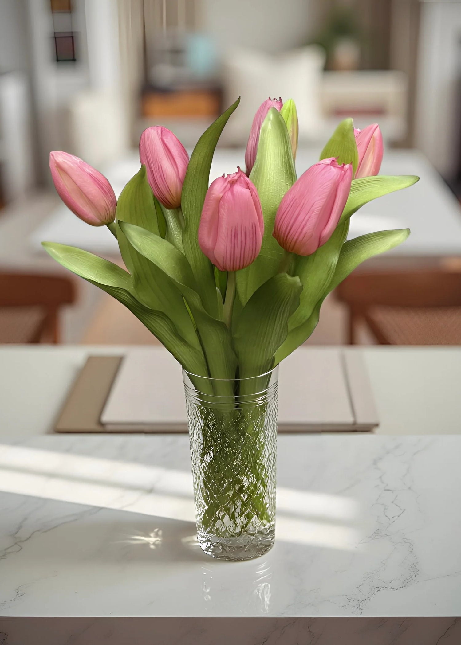 12" FRESH TOUCH DEEP BLUSH PINK FORMOSA TULIP BUNDLE (4 FLOWERS & 3 BUDS TO A BUNDLE)