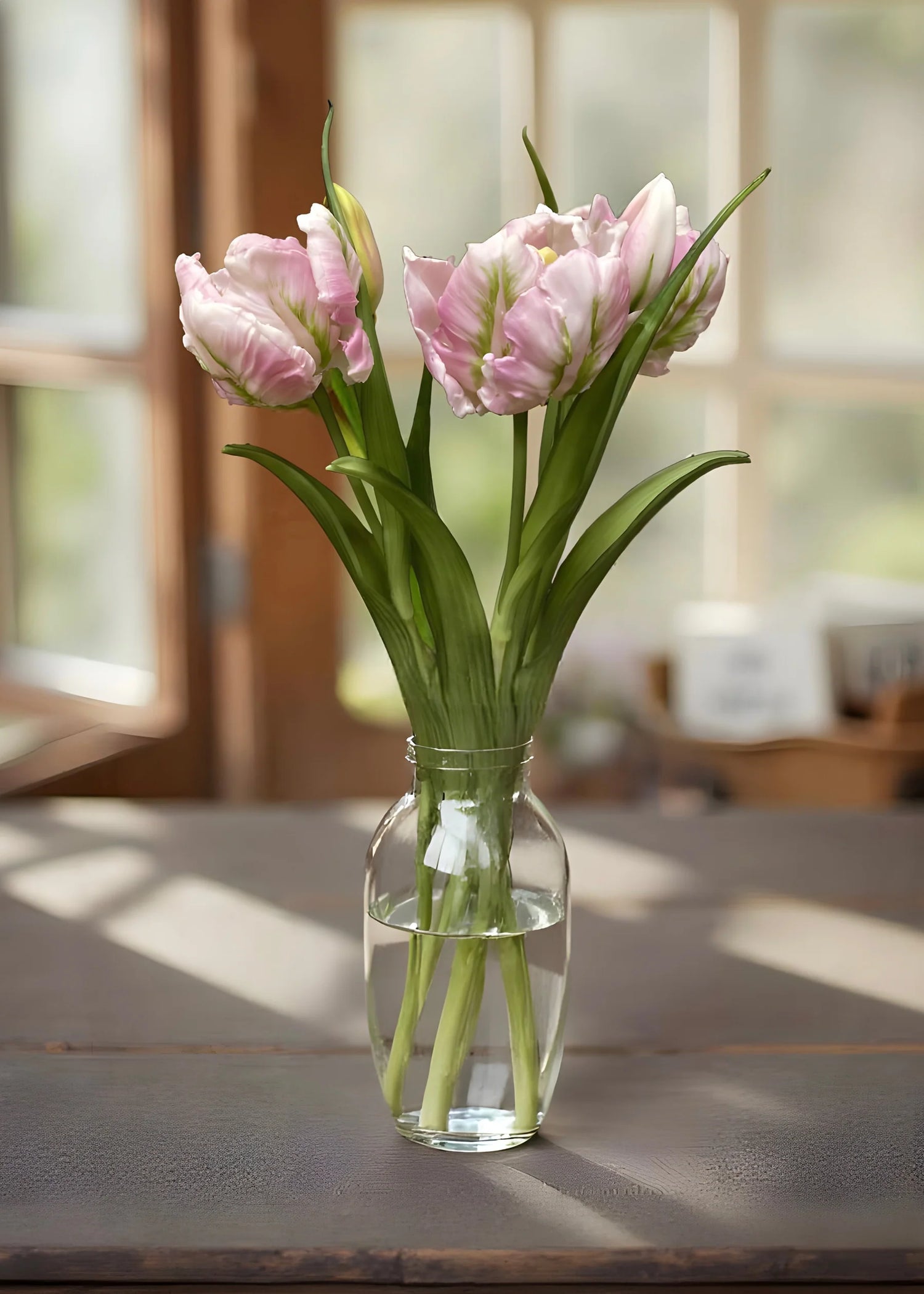 16" FRESH TOUCH LAVENDER/GREEN TULIPA PARROT TULIP BUNDLE (3 FLOWERS & 2 BUDS TO A BUNDLE)