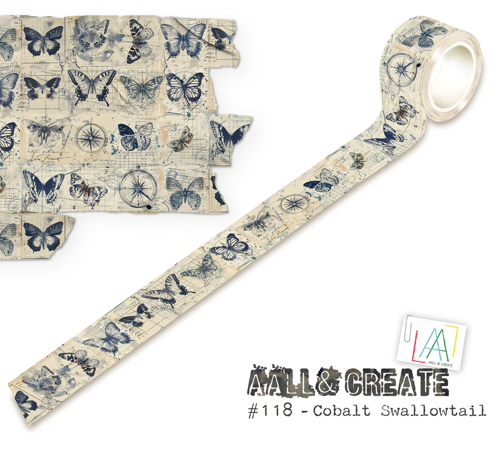 AALL & CREATE #118 - 25mm x 10m Washi Tape - Cobalt Swallowtail (Layer-It-Up!)