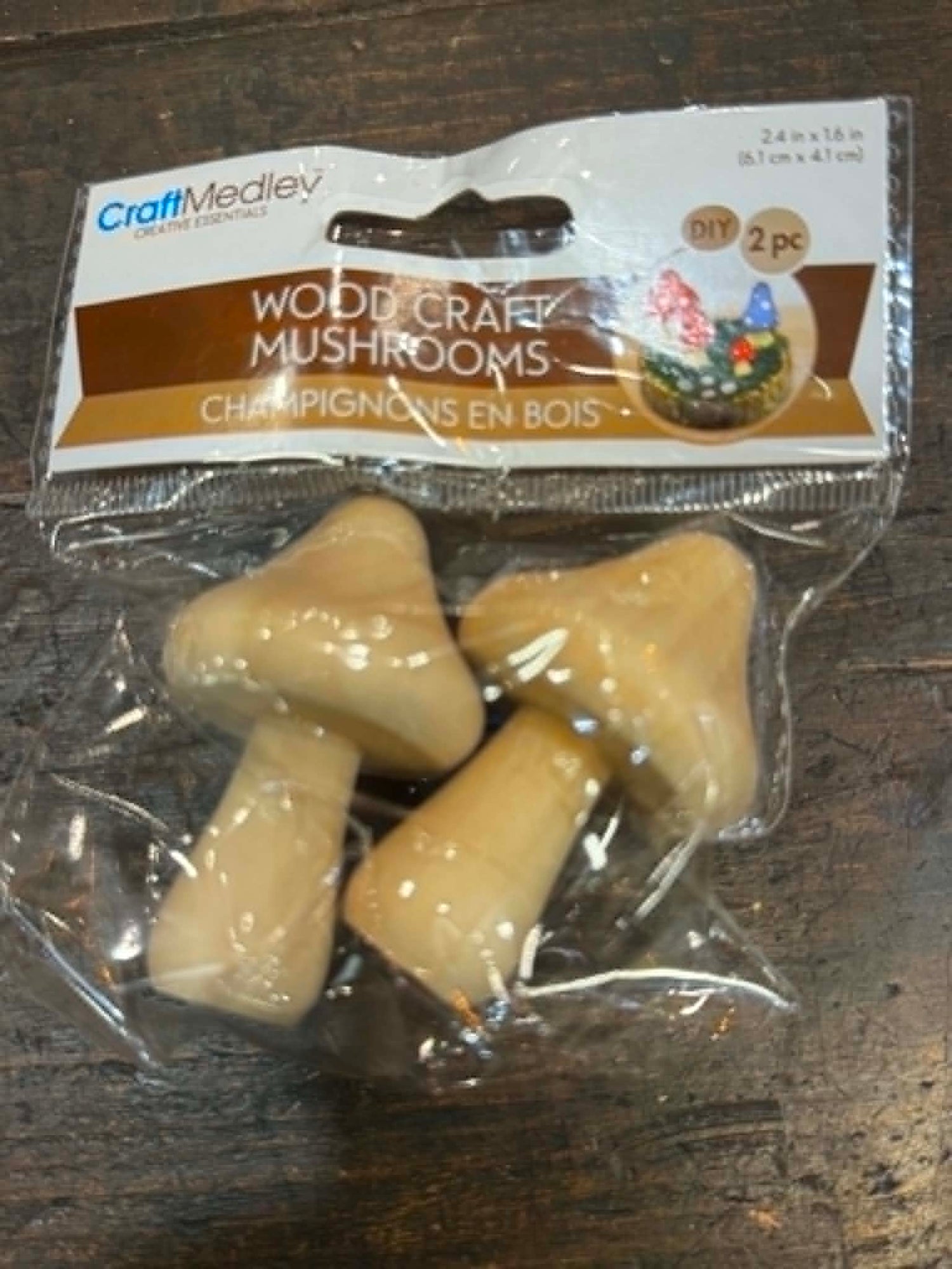 WOOD CRAFT MUSHROOMS-PACK OF 2