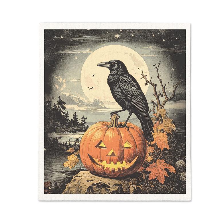 Pumpkin & Crow Dishcloth