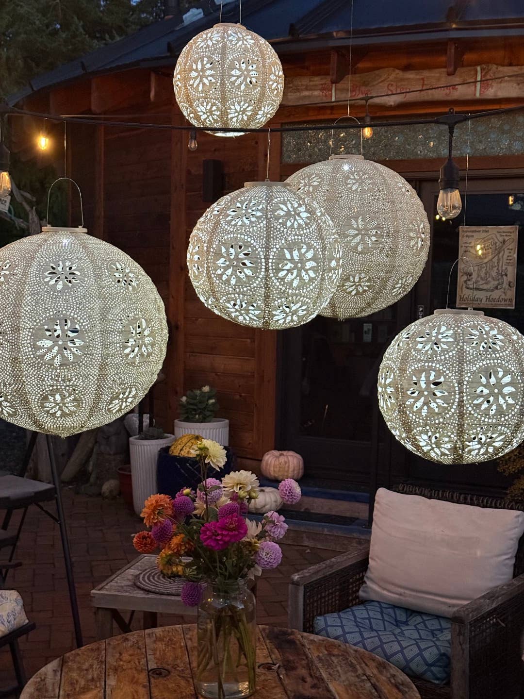 *NEW* Stella Luxe 18" Globe Boho Battery Lantern - Pearl
