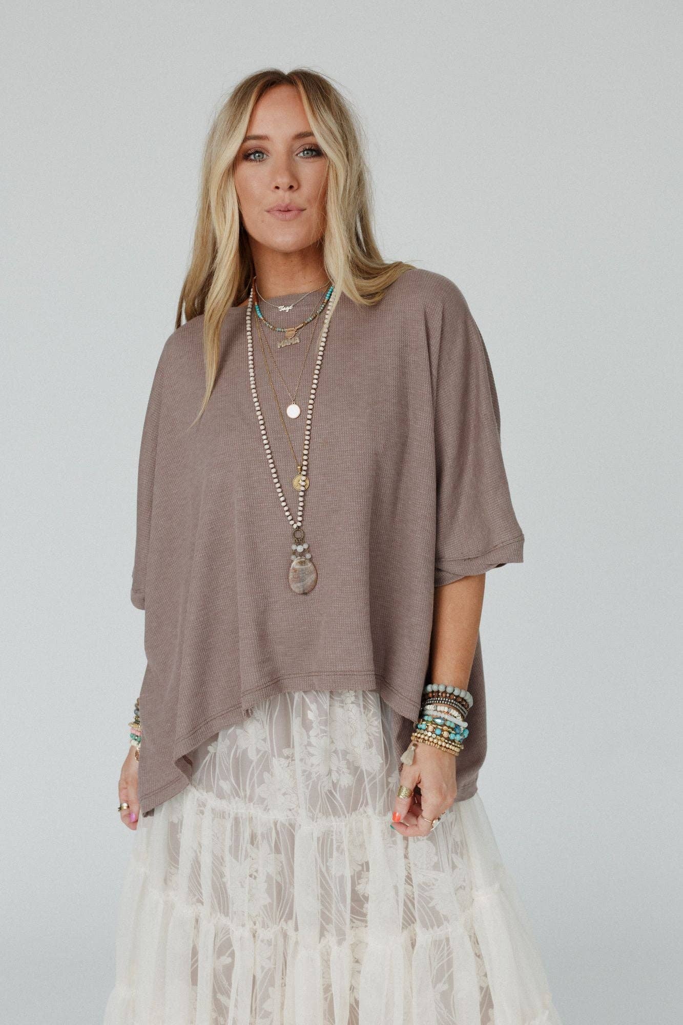 Kelsie Dolman Top - Dark Oatmeal: L