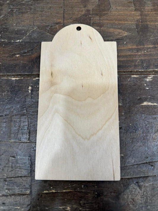 WOODEN BLANK-ARCHED TAG-3"X 6"