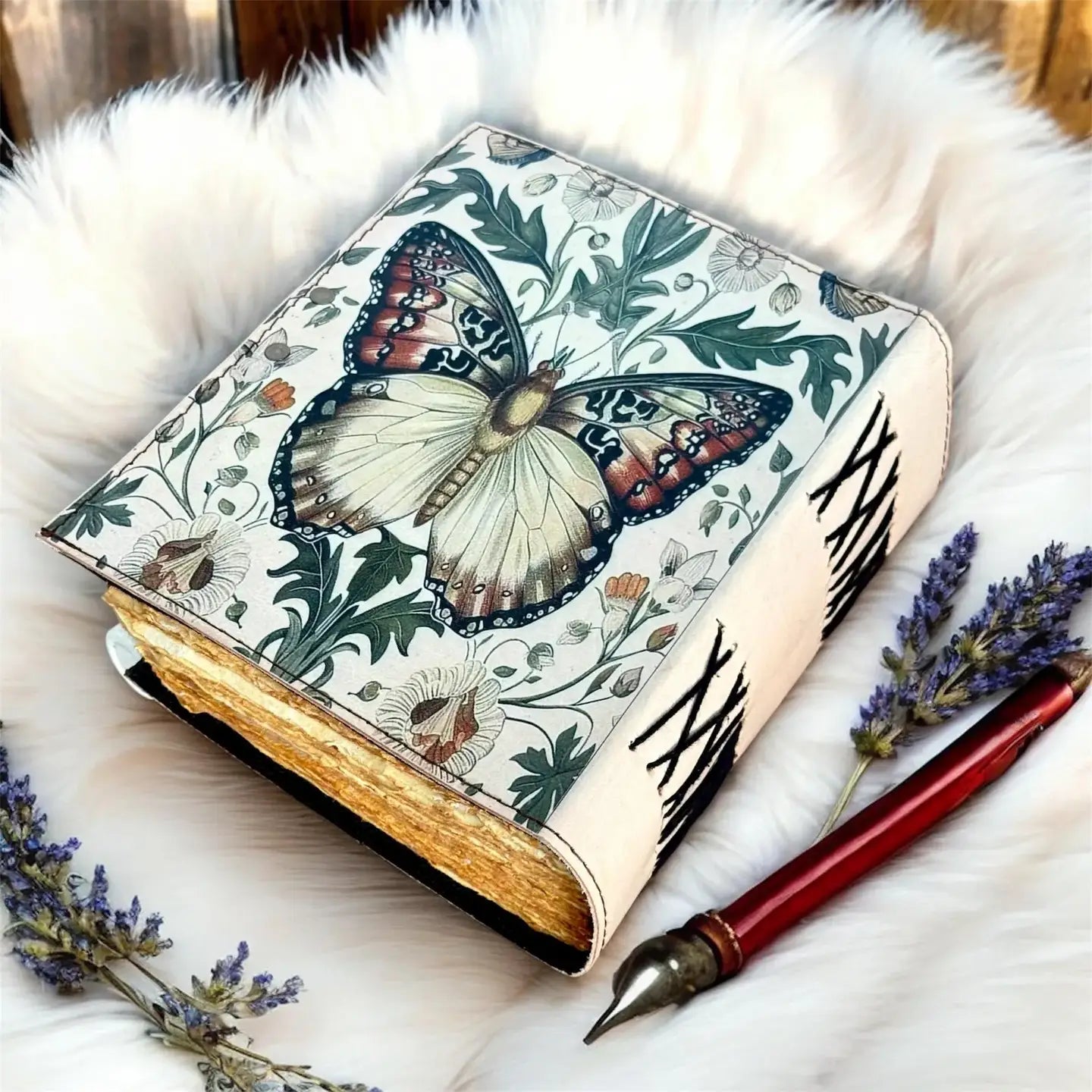 Butterfly Leather Journal Handmade Refillable Notebook