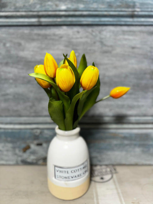 12" YELLOW FRESH TOUCH TULIP BUNDLE (4 FLOWERS & 3 BUDS TO A BUNDLE)