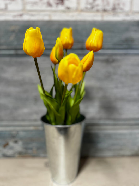 18" YELLOW FRESH TOUCH TULIP BUNDLE (4 FLOWERS & 3 BUDS TO A BUNDLE)