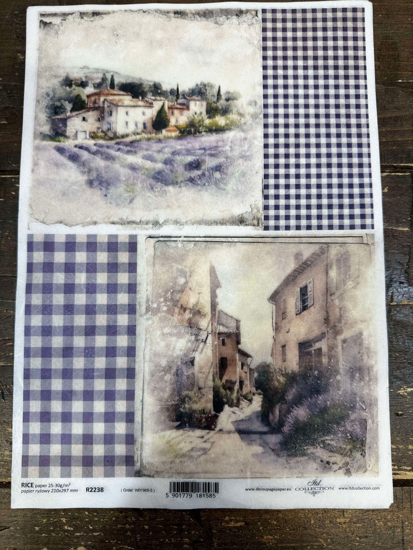 AB Studios Lavender Farmhouse A4 Rice Paper  r2238