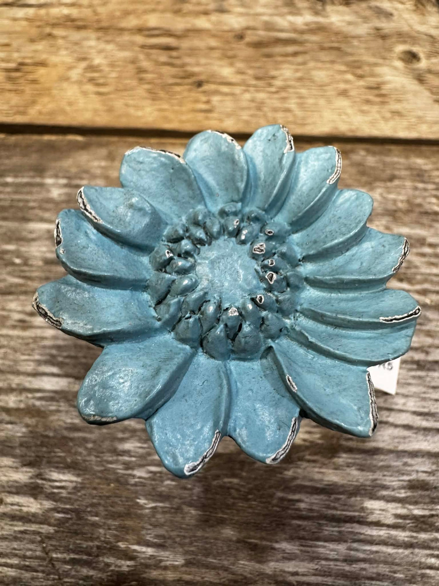 KNOB RESIN FLOWER BLUE