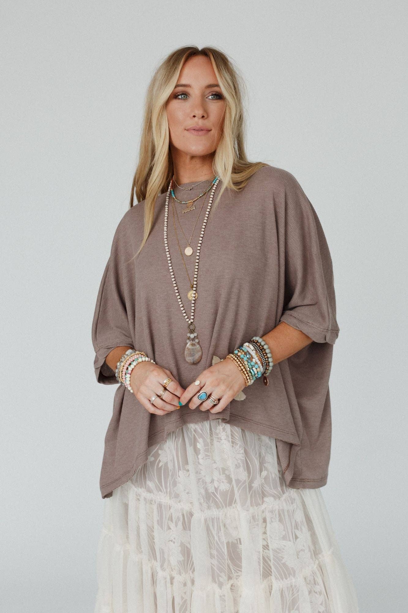 Kelsie Dolman Top - Dark Oatmeal: S
