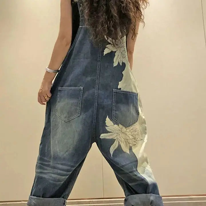 Luxury Denim Bleached Overall Jumpsuit