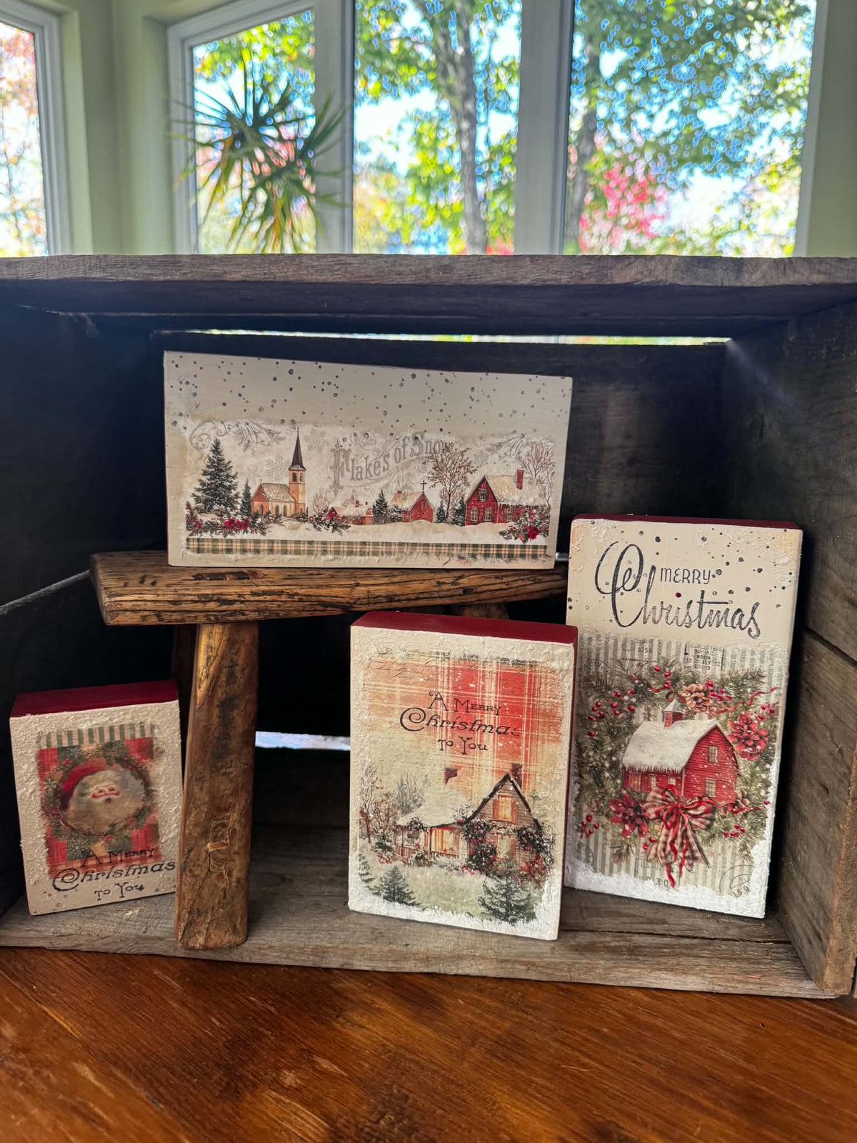 Workshop-SHELF SITTERS-DECOUPAGED--SET 3--NOV 8 @ NOON (Read details in description)