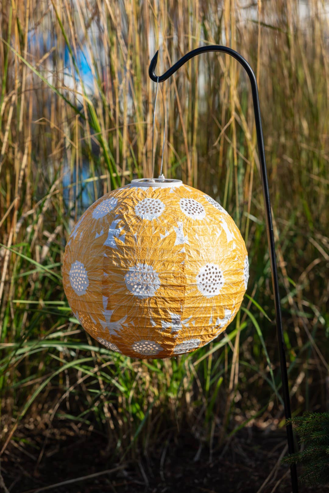 Stella Print 12" Globe Solar Lantern - Marigold
