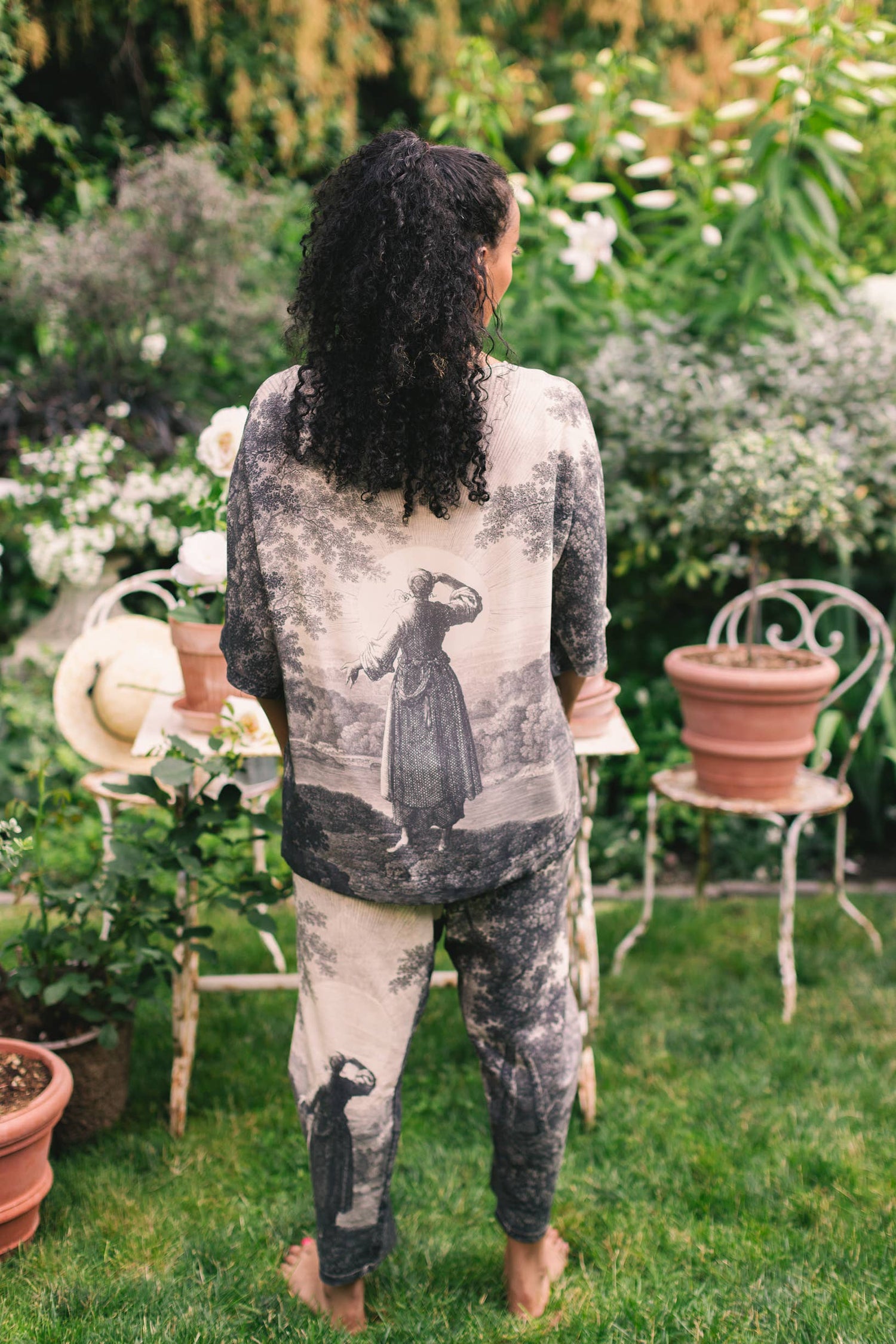 Still I Rise Linen Cropped Artist Pant w/ Sunrise, Woman: S/M