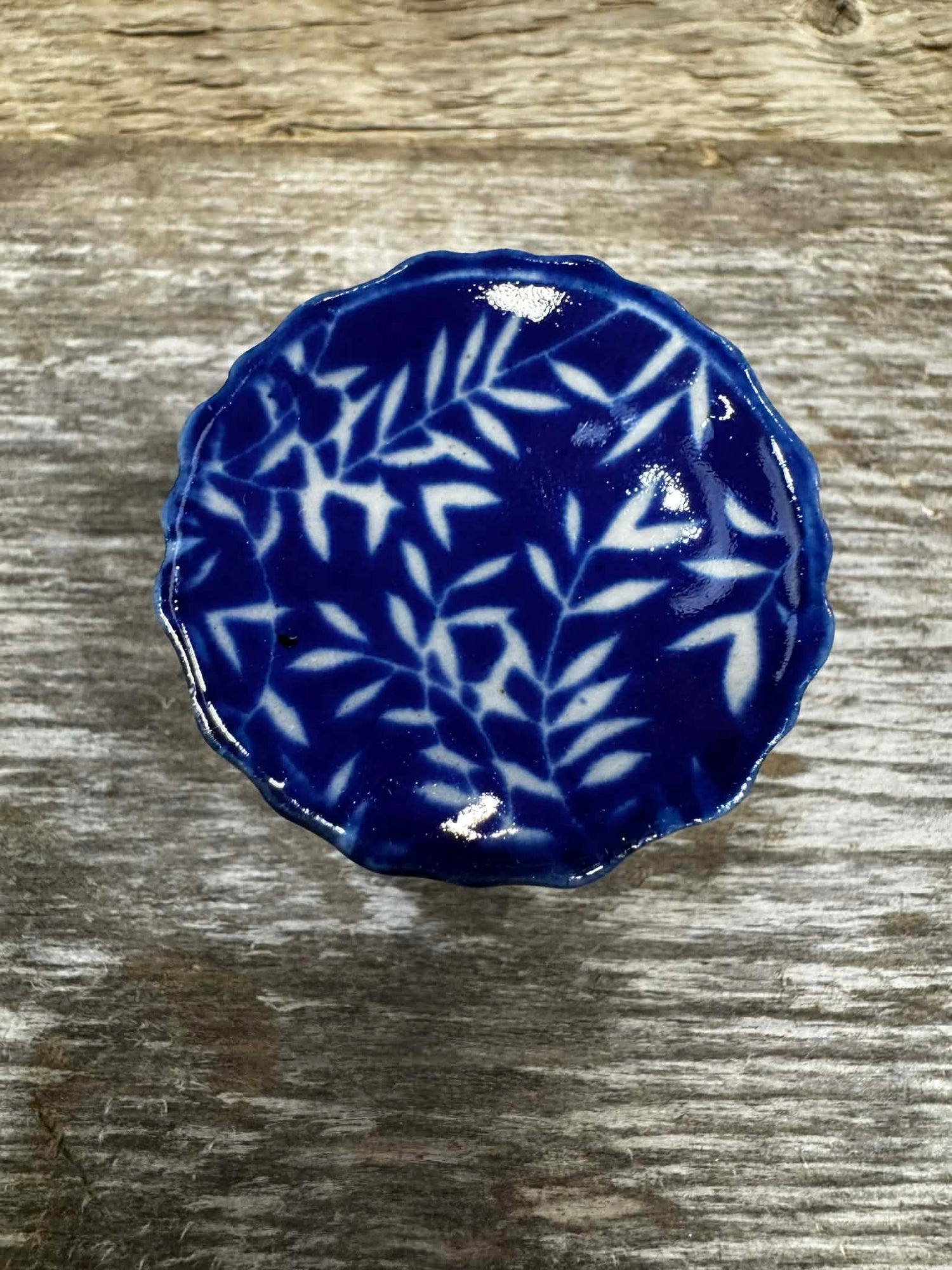 KNOB CERAMIC CHINA BLUE LEAF