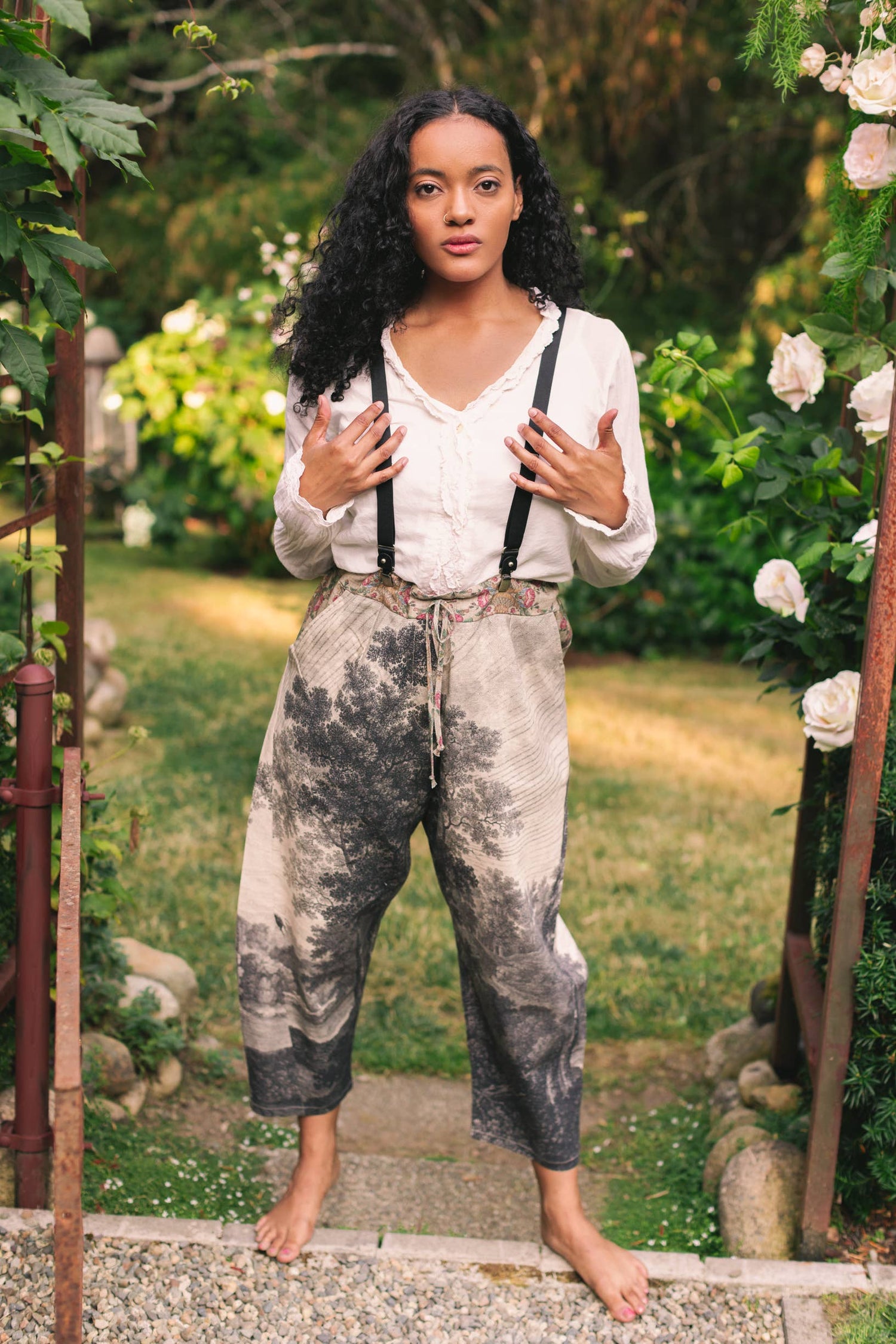 Still I Rise Linen Cropped Artist Pant w/ Sunrise, Woman: S/M