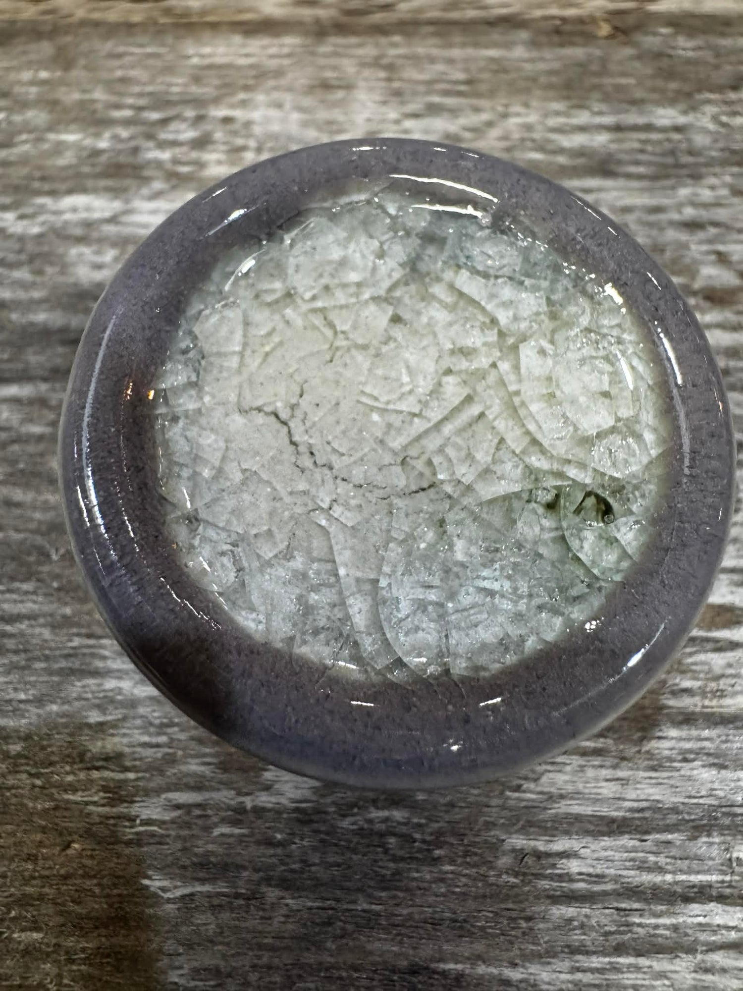 KNOB CERAMIC GREY/CRM CRACKLE