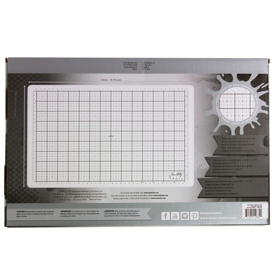 Tim Holtz Travel Glass Studio Mat WHITE