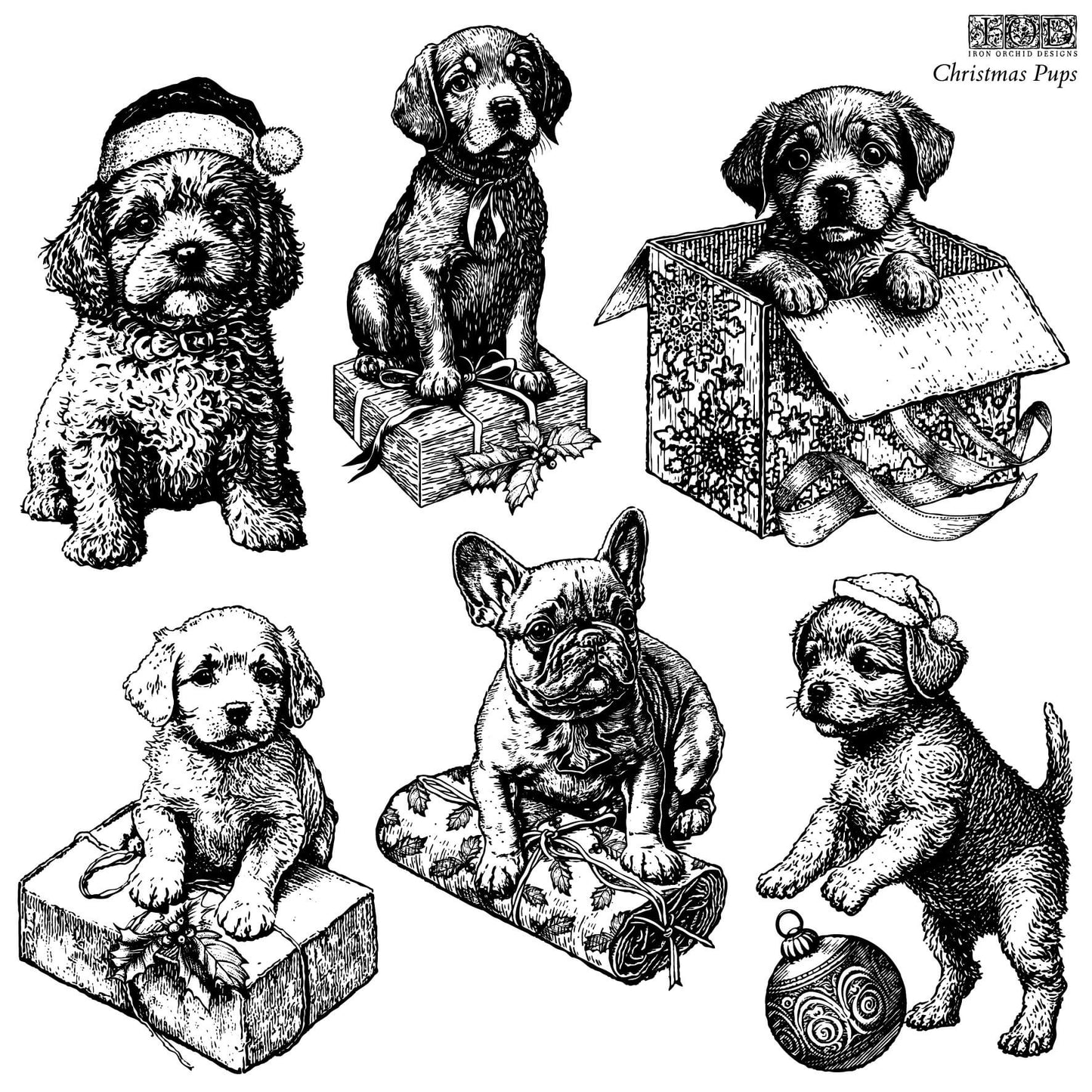 IOD STAMP CHRISTMAS PUPS SINGLE SHEET (12″X12″) *LIMITED EDITION*