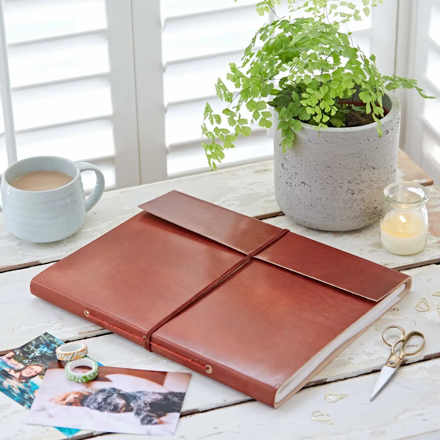 Handmade Distressed Plain Leather Photo Album/Journal MEDIUM   10" X 7.25"