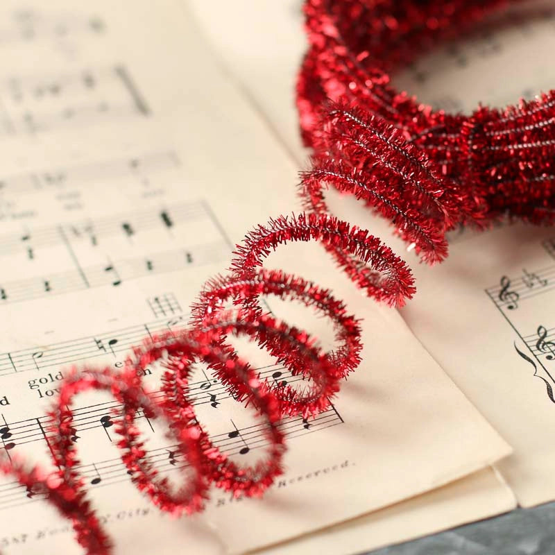 10 Yards Tinsel Skinny Wired Cord Garland-RED