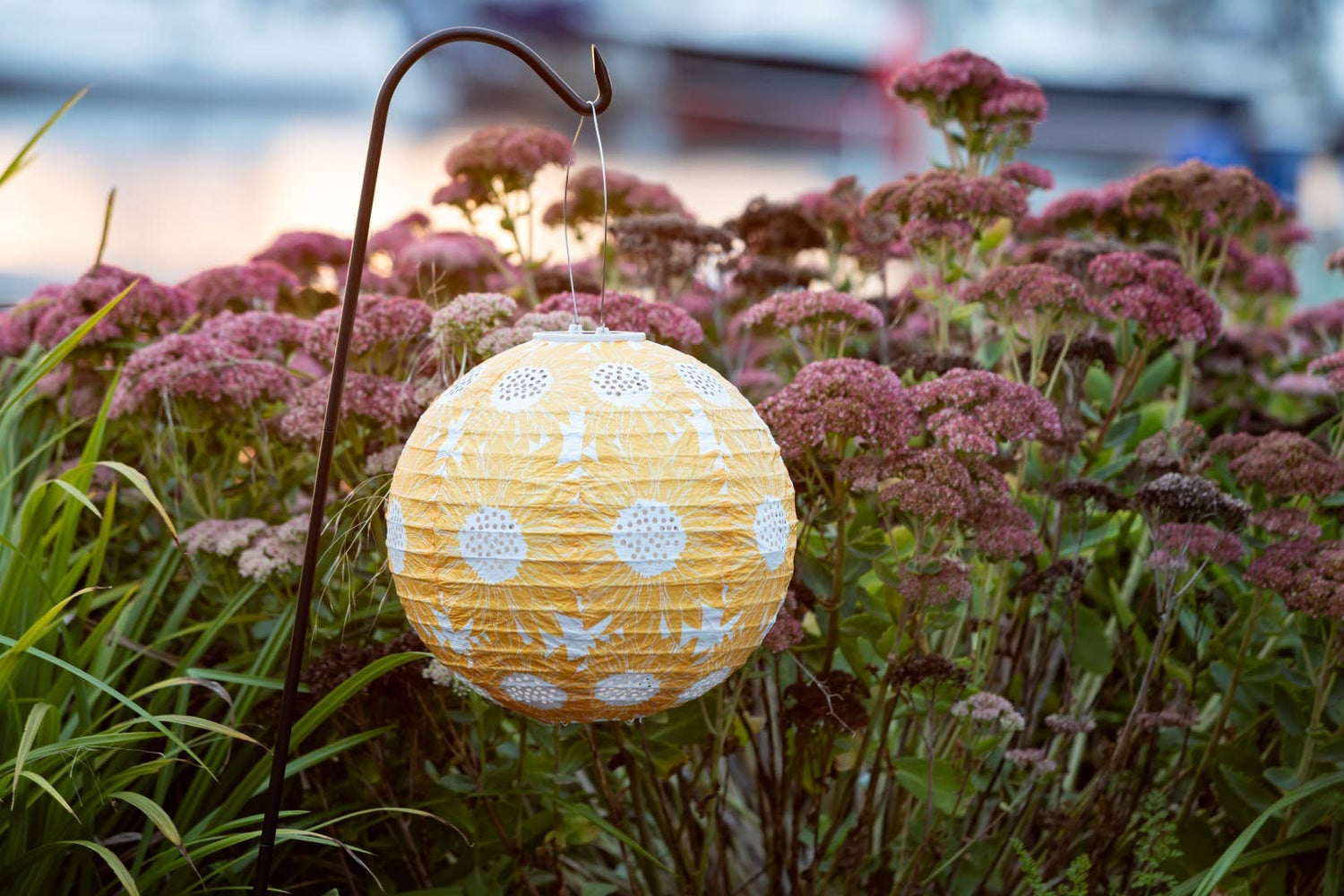Stella Print 12" Globe Solar Lantern - Marigold