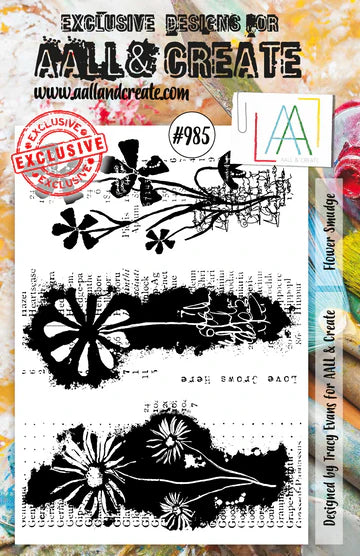 #985 - A5 Stamp Set - Flower Smudge