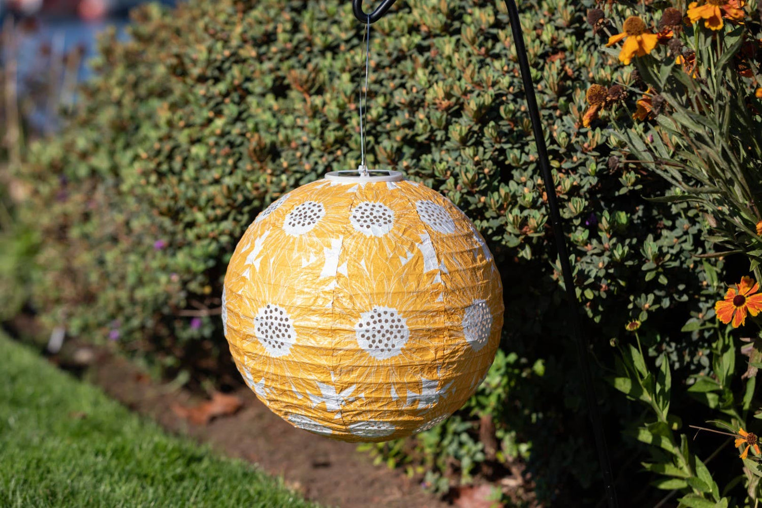Stella Print 12" Globe Solar Lantern - Marigold