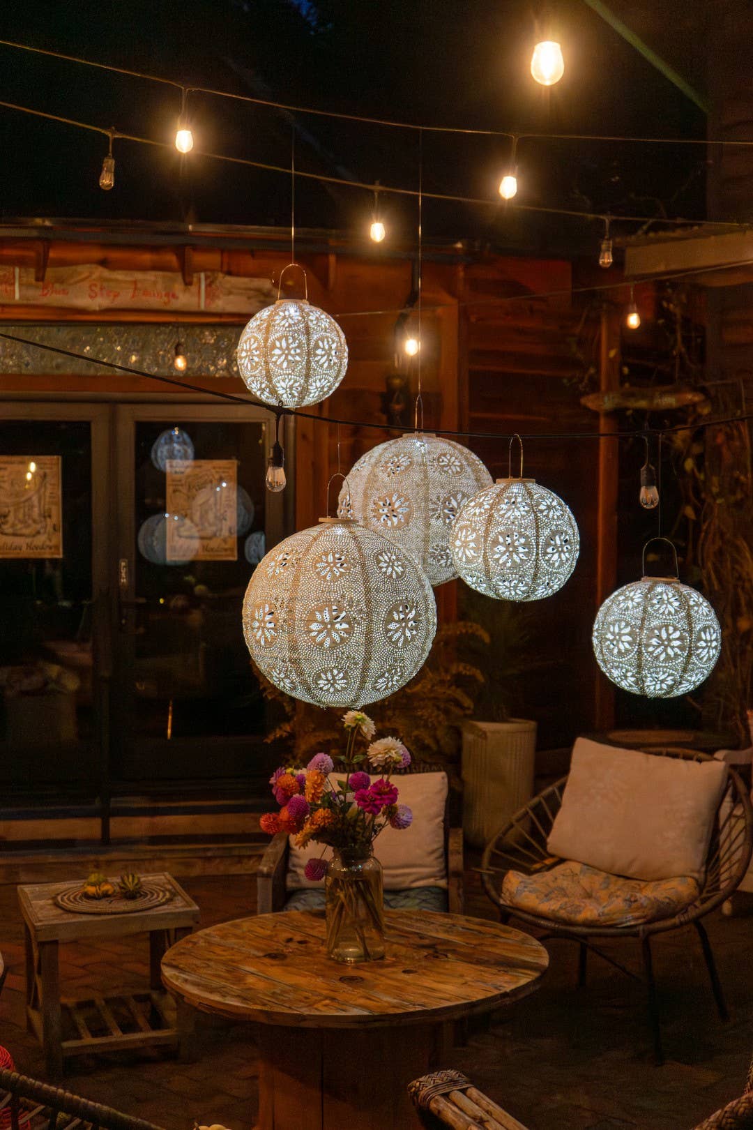 *NEW* Stella Luxe 18" Globe Boho Battery Lantern - Pearl