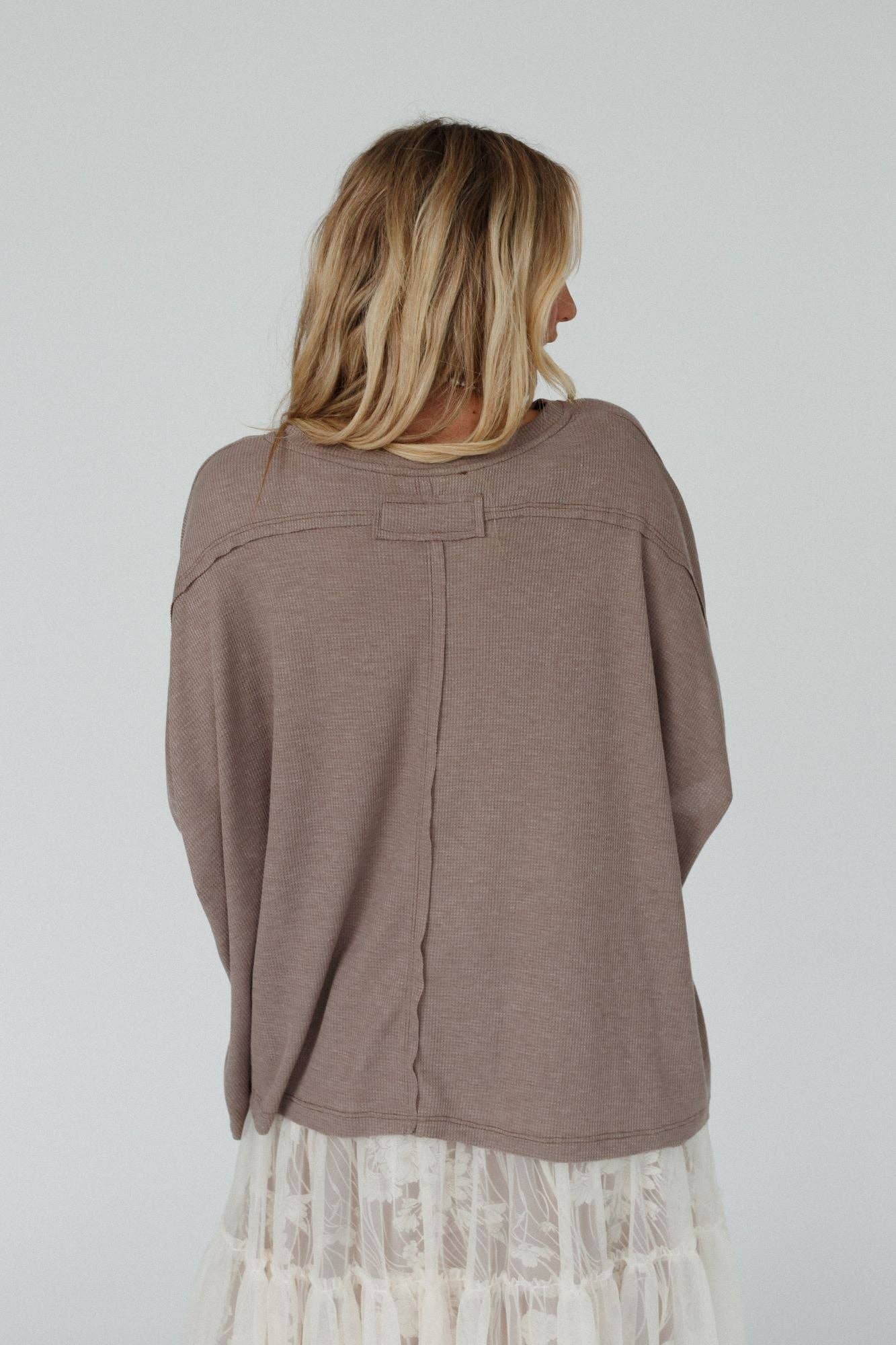 Kelsie Dolman Top - Dark Oatmeal: S