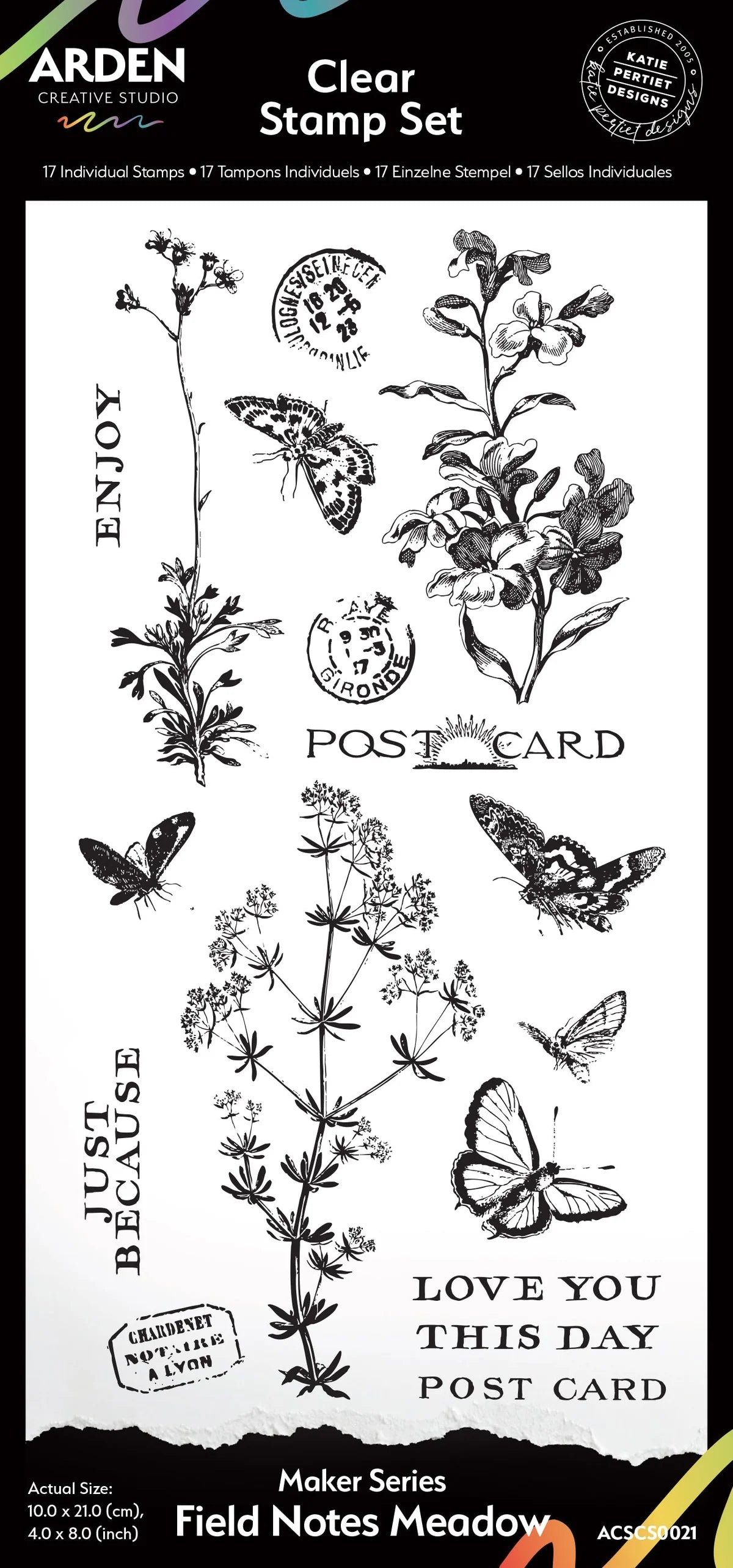 Maker Series Field Notes Meadow 4in x 8in Clear Stamp Set-Arden Creative Studio