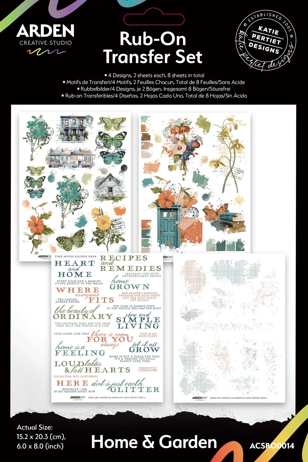 Arden Creative Studio Home & Garden 6in x 8in Rub-On Transfer Set