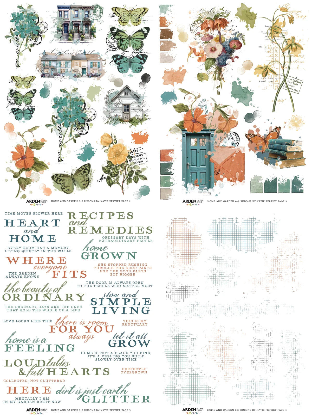 Arden Creative Studio Home & Garden 6in x 8in Rub-On Transfer Set
