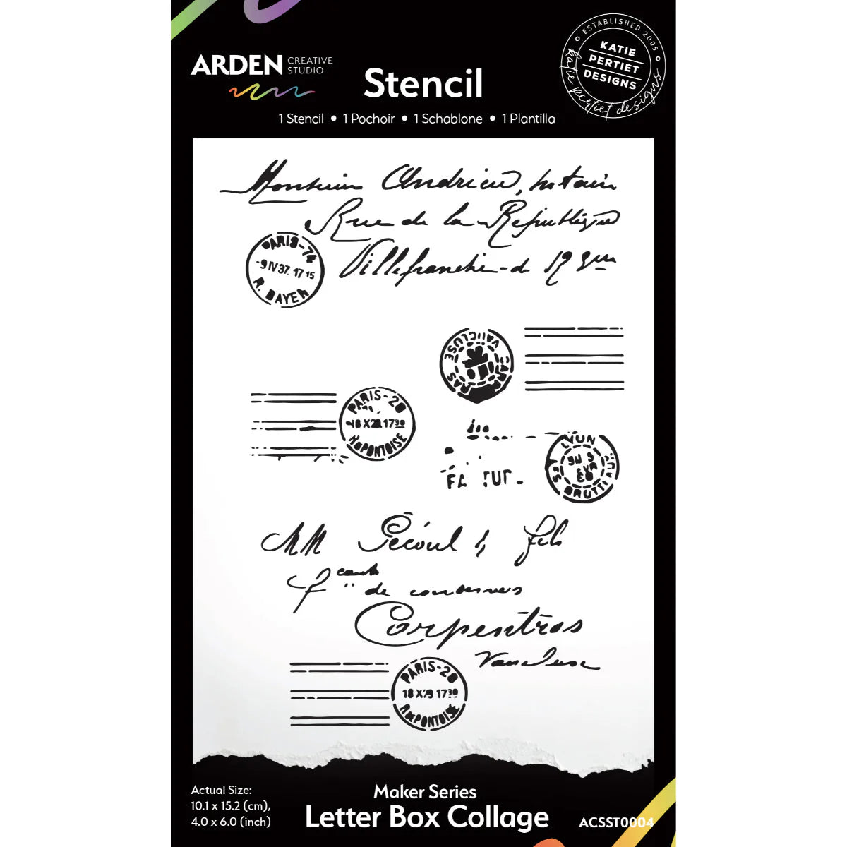 Arden Creative Studio Maker Series Letter Box Collage 4in x 6in Stencil