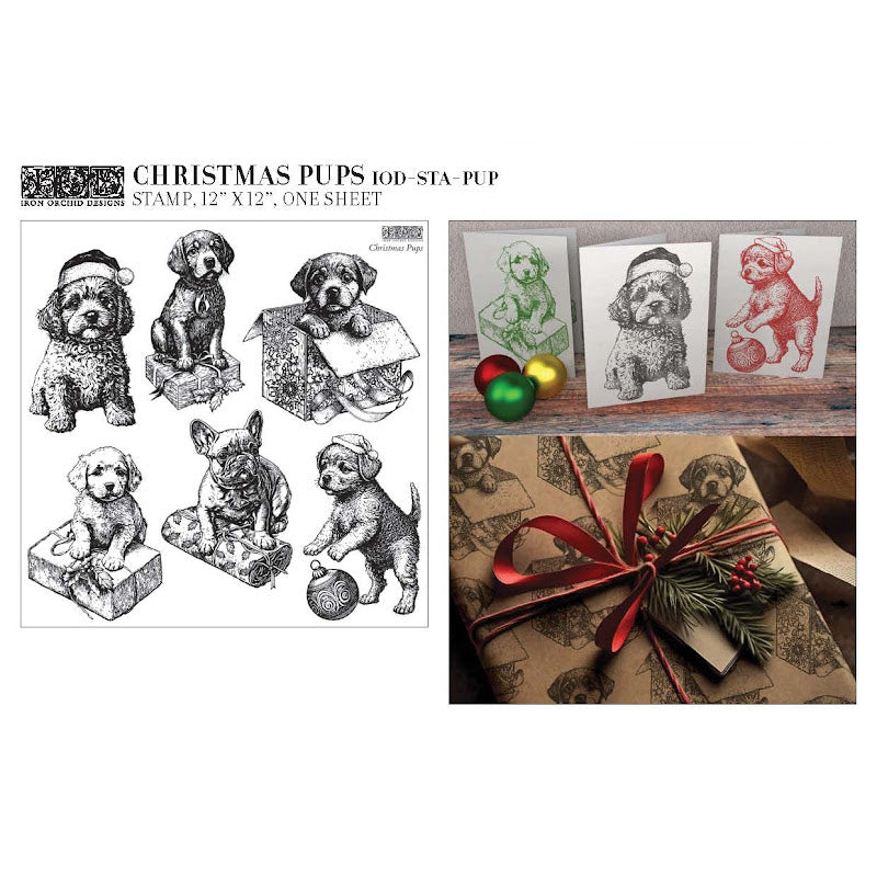 IOD STAMP CHRISTMAS PUPS SINGLE SHEET (12″X12″) *LIMITED EDITION*