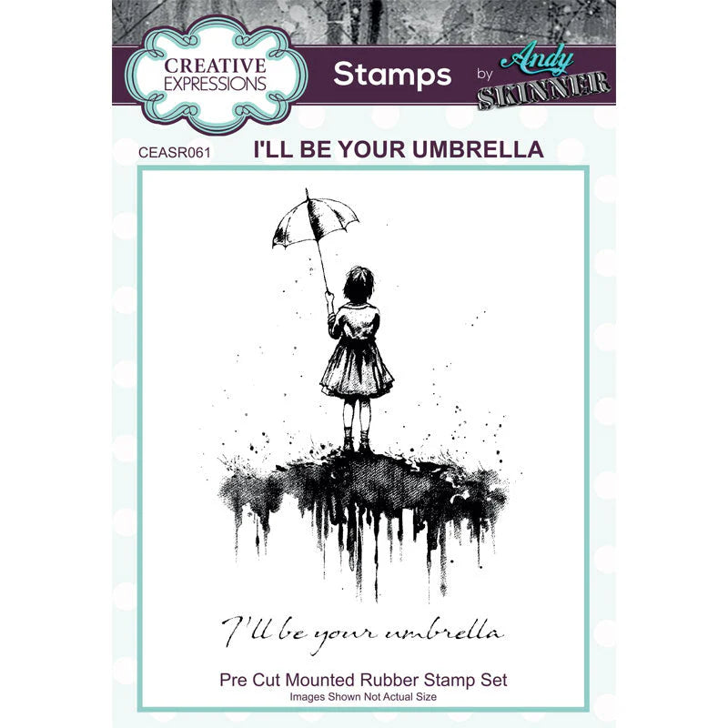 Creative Expressions Andy Skinner I'll Be Your Umbrella 3.5 in x 5.25 in Pre Cut Rubber Stamp