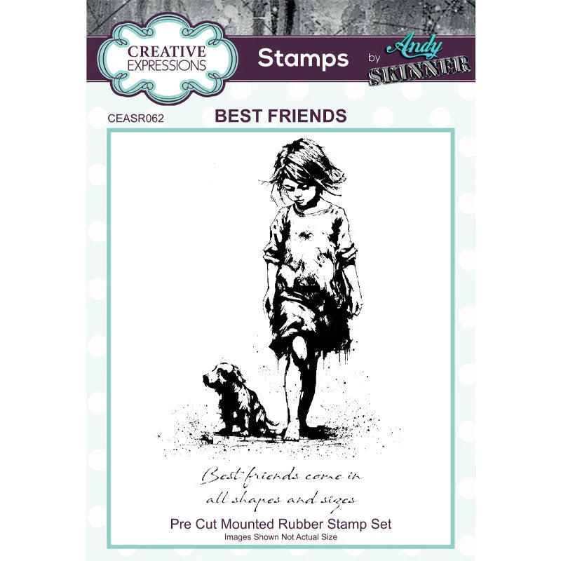 Creative Expressions Andy Skinner Best Friends 3.5 in x 5.25 in Pre Cut Rubber Stamp