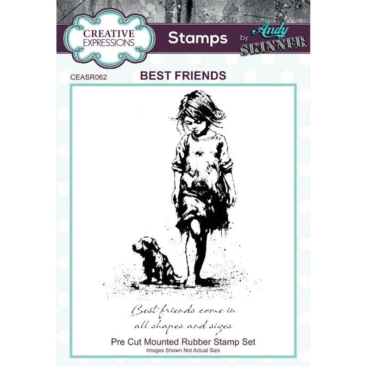 Creative Expressions Andy Skinner Best Friends 3.5 in x 5.25 in Pre Cut Rubber Stamp